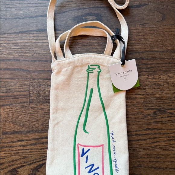 Kate Spade x Target Cream Wine Tote with Green and Pink Design - Picture 2 of 4